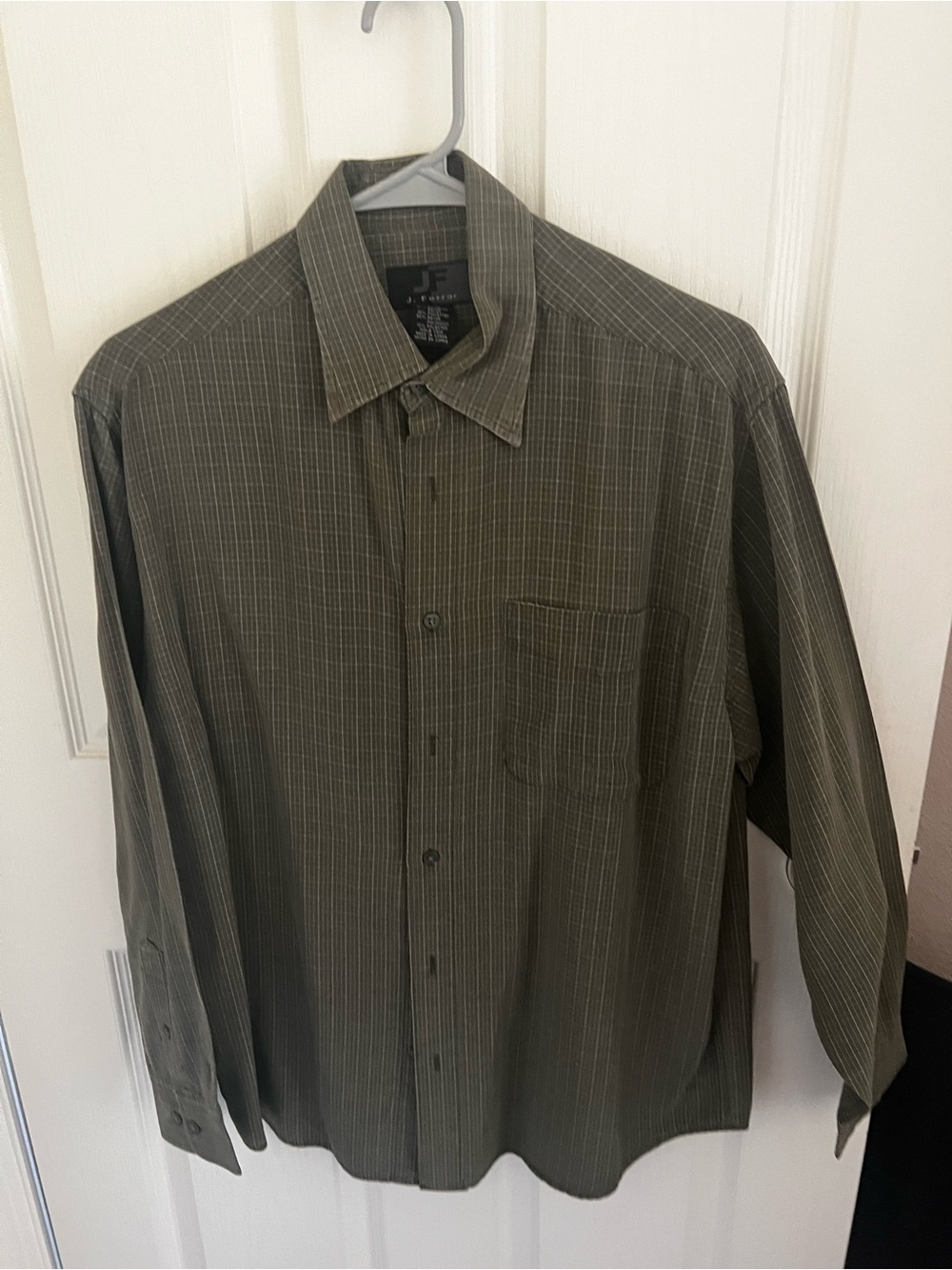 jf j.ferrar Olive Green Pinstripe Button-Down Shirt